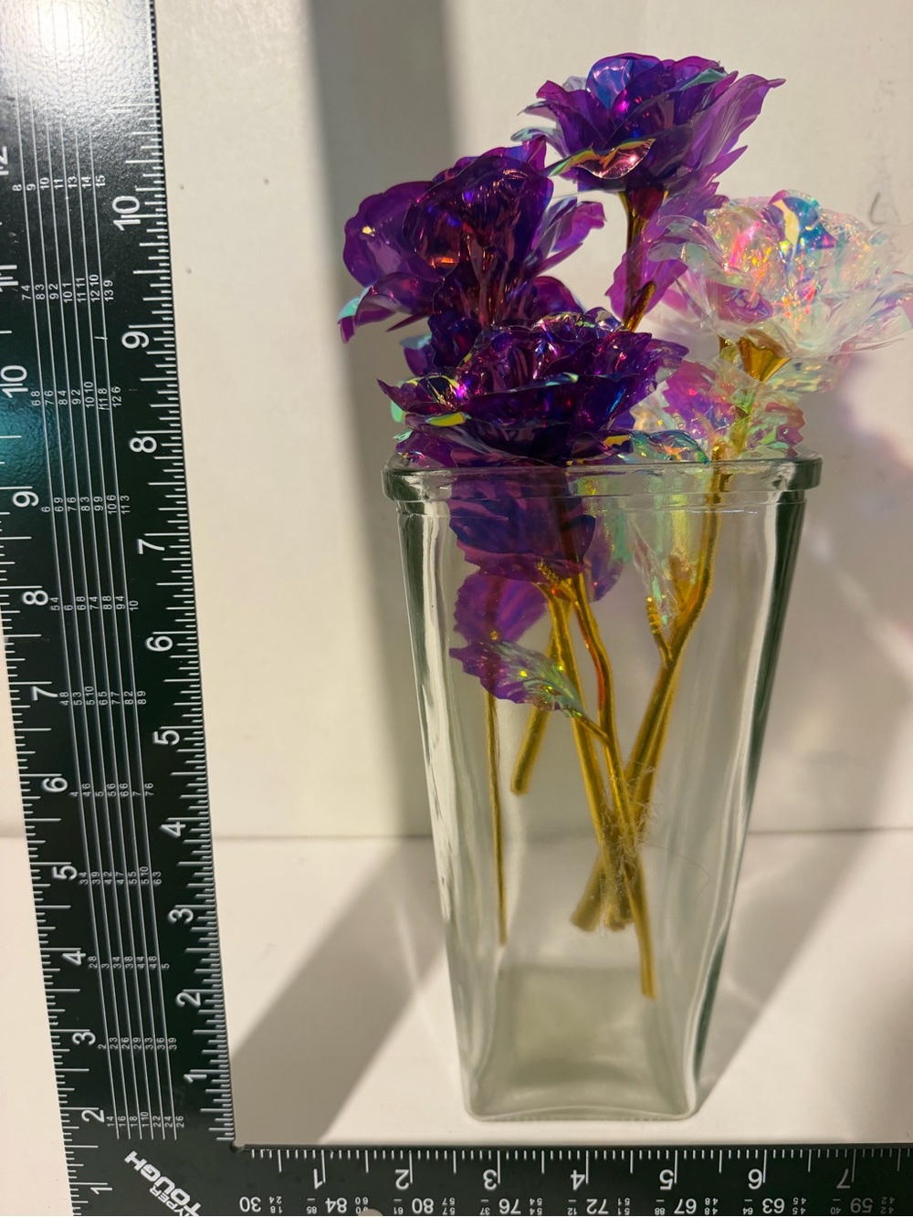 Iridescent Floral Bouquet Decorative Accent - Purple, Teal, Clear - Picture 2 of 3